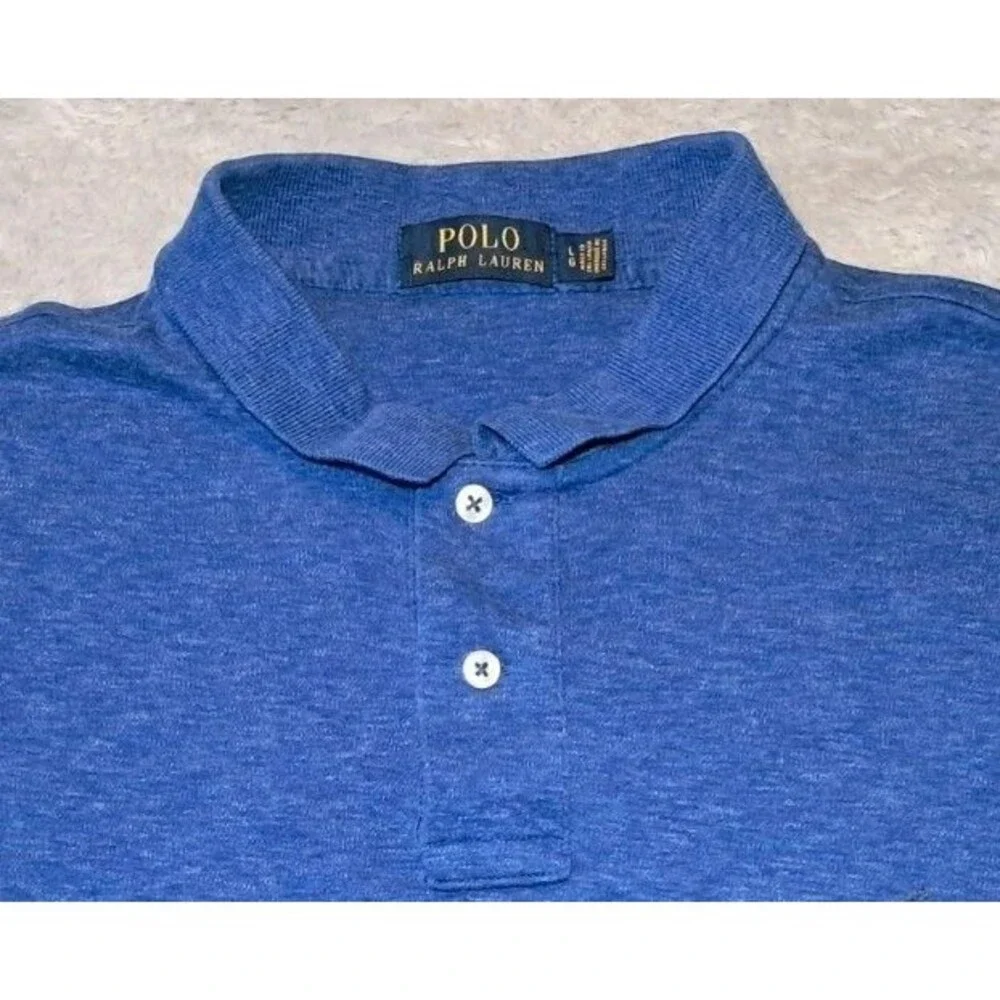 Polo Ralph Lauren Polo Shirt Blue Short Sleeve Collar Cotton Grey Pony Men Large